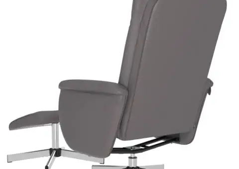 Fotoliu rabatabil cu taburet, gri, piele ecologică - 5/5