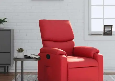 Fotoliu rabatabil, roșu, piele ecologică - 1/5