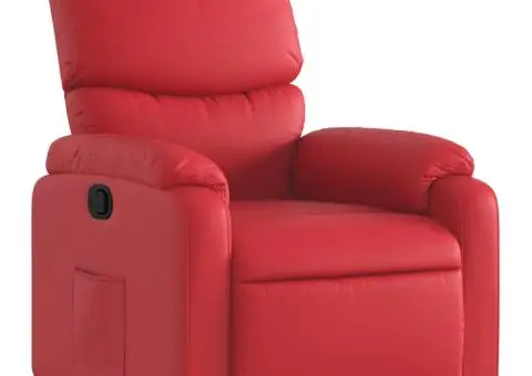 Fotoliu rabatabil, roșu, piele ecologică - 2/5