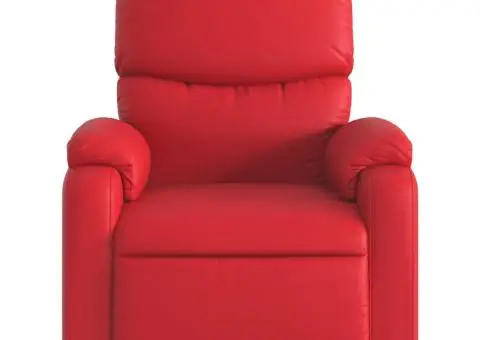 Fotoliu rabatabil, roșu, piele ecologică - 3/5