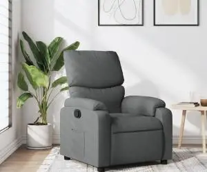 vidaXL Fotoliu rabatabil, gri închis, material textil