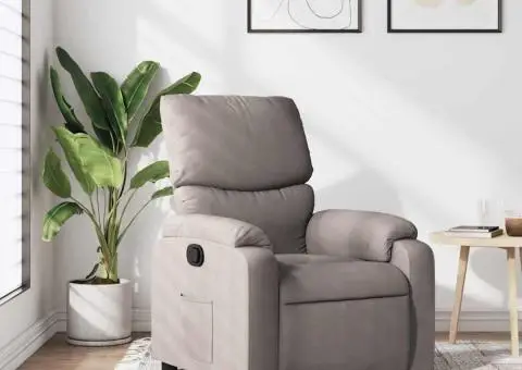 Fotoliu rabatabil, gri taupe, material textil - 1/5