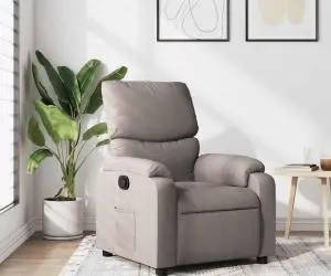 vidaXL Fotoliu rabatabil, gri taupe, material textil