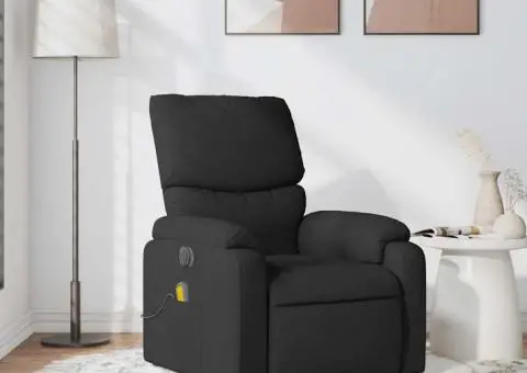 Fotoliu de masaj rabatabil, negru, material textil - 1/5