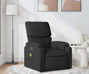 vidaXL Fotoliu de masaj rabatabil, negru, material textil