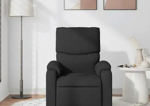 Fotoliu de masaj rabatabil, negru, material textil - 3/5