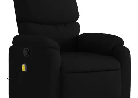 Fotoliu de masaj rabatabil, negru, material textil - 4/5