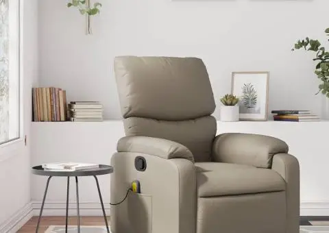 Fotoliu de masaj rabatabil, cappuccino, piele ecologică - 1/5