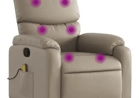 Fotoliu de masaj rabatabil, cappuccino, piele ecologică - 2/5