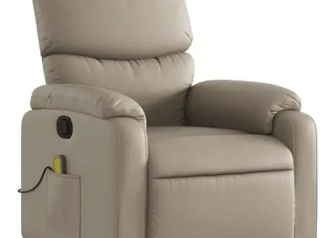 Fotoliu de masaj rabatabil, cappuccino, piele ecologică - 3/5