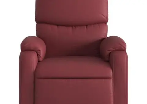 Fotoliu de masaj rabatabil, roșu vin, piele ecologică - 4/5