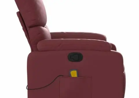 Fotoliu de masaj rabatabil, roșu vin, piele ecologică - 5/5