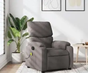 vidaXL Fotoliu de masaj rabatabil, gri taupe, material textil