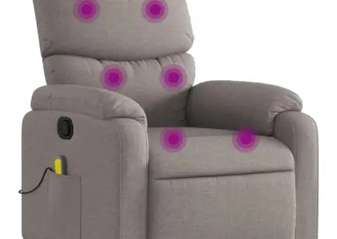 Fotoliu de masaj rabatabil, gri taupe, material textil - 2/5