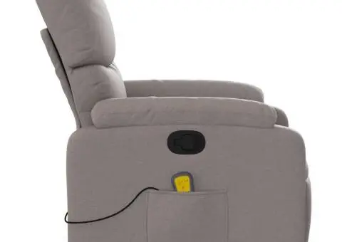 Fotoliu de masaj rabatabil, gri taupe, material textil - 5/5