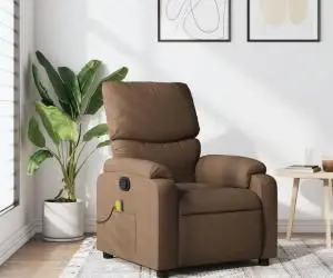 vidaXL Fotoliu de masaj rabatabil, maro, material textil