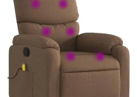 Fotoliu de masaj rabatabil, maro, material textil - 2/5