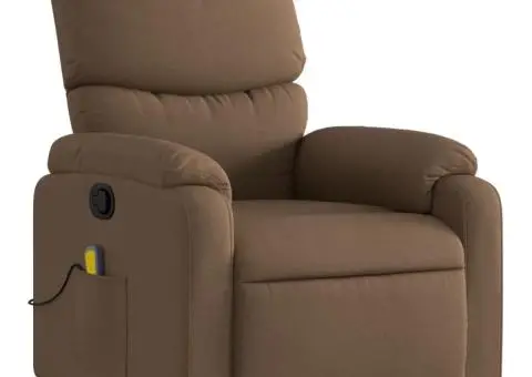 Fotoliu de masaj rabatabil, maro, material textil - 3/5