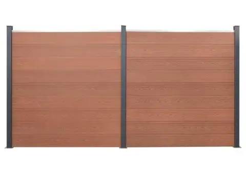 Set panouri pentru gard, maro, 353x186 cm, WPC - 1/5