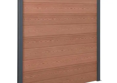 Set panouri pentru gard, maro, 353x186 cm, WPC - 2/5