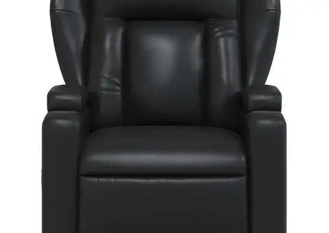 Fotoliu rabatabil cu masaj, negru, piele ecologică - 5/5