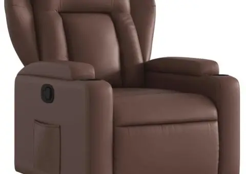 Fotoliu rabatabil, maro, piele ecologică - 2/5