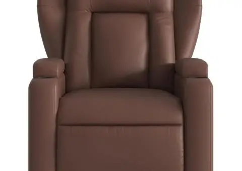 Fotoliu rabatabil, maro, piele ecologică - 3/5