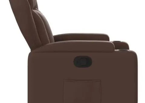 Fotoliu rabatabil, maro, piele ecologică - 4/5