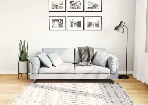 Covor lavabil, negru și alb, 120x170 cm, anti-alunecare - 1/5