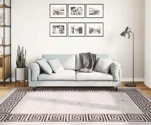 vidaXL Covor lavabil, alb și negru, 150x230 cm, anti-alunecare