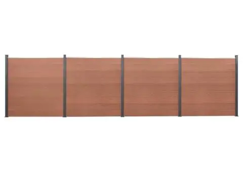 Set panouri pentru gard, maro, 699x186 cm, WPC - 1/5