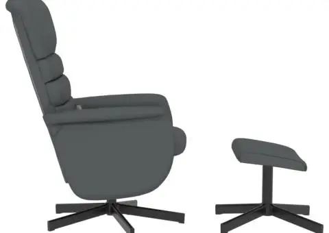 Fotoliu de masaj rabatabil cu taburet, gri, piele ecologică - 4/5