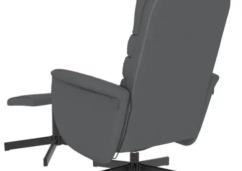 Fotoliu de masaj rabatabil cu taburet, gri, piele ecologică - 5/5