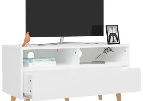 Comodă TV, alb, 90x40x48,5 cm, lemn prelucrat - 3/5