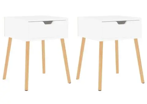 Dulapuri noptieră, 2 buc., alb, 40x40x56 cm, lemn prelucrat - 2/5