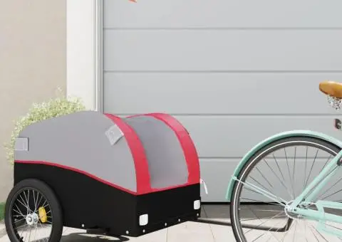Remorcă pentru biciclete, negru și roșu, 45 kg, fier - 1/5