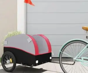 vidaXL Remorcă pentru biciclete, negru și roșu, 45 kg, fier