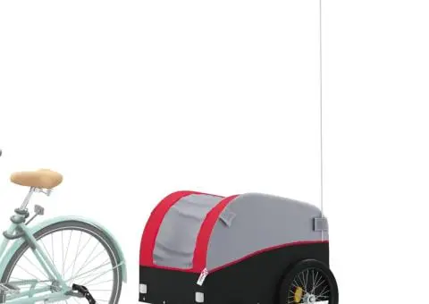 Remorcă pentru biciclete, negru și roșu, 45 kg, fier - 3/5