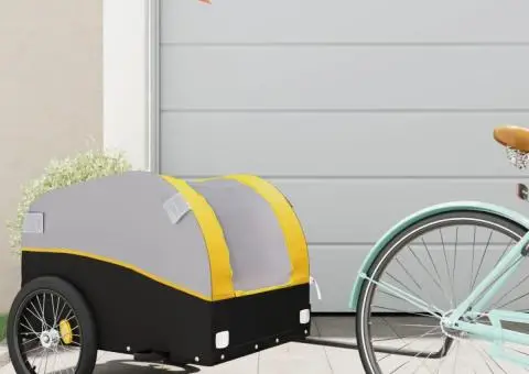 Remorcă pentru biciclete, negru și galben, 45 kg, fier - 1/5