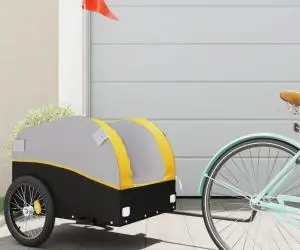 vidaXL Remorcă pentru biciclete, negru și galben, 45 kg, fier