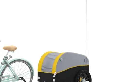 Remorcă pentru biciclete, negru și galben, 45 kg, fier - 3/5