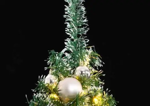 Brad Crăciun artificial, 300 LED/globuri/zăpadă pufoasă, 210 cm - 2/5