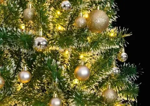 Brad Crăciun artificial, 300 LED/globuri/zăpadă pufoasă, 210 cm - 3/5