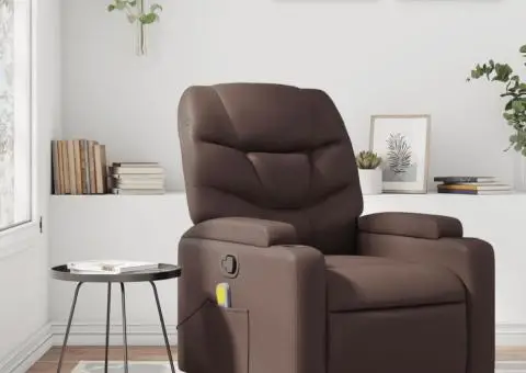 Fotoliu de masaj rabatabil, maro, piele ecologică - 1/5
