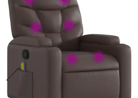 Fotoliu de masaj rabatabil, maro, piele ecologică - 2/5