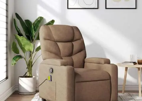 Fotoliu de masaj rabatabil, maro, material textil - 1/5