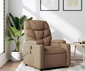 vidaXL Fotoliu de masaj rabatabil, maro, material textil