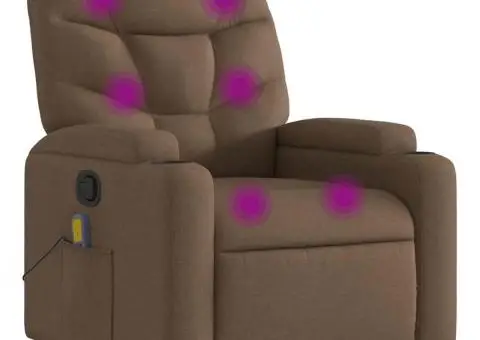 Fotoliu de masaj rabatabil, maro, material textil - 2/5