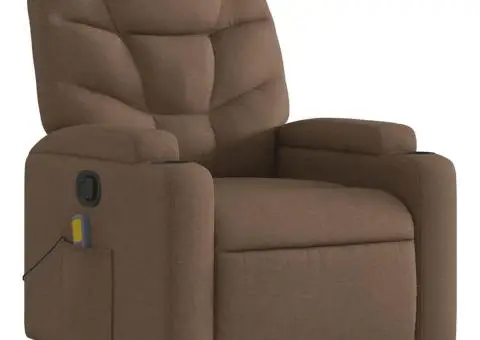 Fotoliu de masaj rabatabil, maro, material textil - 3/5