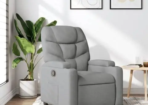 Fotoliu rabatabil, gri deschis, material textil - 1/5